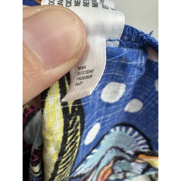 Tabitha Brown for Target Womens Mixed Floral Polka Dot Blue Midi Dress 4 Preppy - Picture 7 of 11